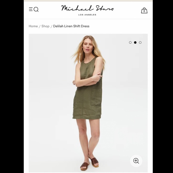 MICHAEL STARS Delilah Linen Shift Dress Olive SZ M NEW WITH TAGS!!!
